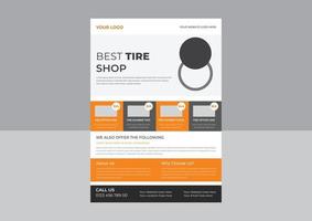 Tire car advertisement poster, Local tire repair service poster, leaflet design, Auto Repair Flyer Template. vector