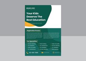 school admission going flyer poster design. your kids deserve the best education flyer design. school admission open leaflet design. vector