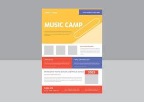 Kids music flyer design template, child music class online flyer design template, kids music class flyer, poster template. vector