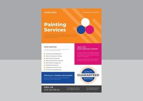 diseño de volante de servicios de pintura de la casa, plantilla de diseño de volante de servicio de pintura. diseño de folleto de afiches del servicio de pintura de bienes raíces comerciales. vector