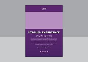 Virtual Reality Flyer Template Design. Concept of virtual reality, simulation, gaming and future technology. Virtual Experience Flyer Design. Cover, Flyer, Poster vector