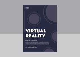 Virtual Reality Flyer Template Design. Concept of virtual reality, simulation, gaming and future technology. Virtual Experience Flyer Design. Cover, Flyer, Poster vector