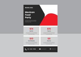 Mexican restaurant food menu flyer poster design. Tacos special food Mexican restaurant flyer design template vector