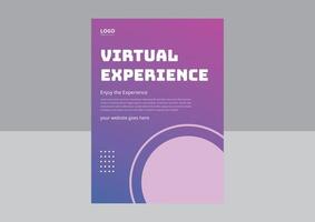 Virtual Reality Flyer Template Design. Concept of virtual reality, simulation, gaming and future technology. Virtual Experience Flyer Design. Cover, Flyer, Poster vector