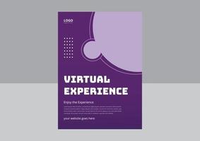 Virtual Reality Flyer Template Design. Concept of virtual reality, simulation, gaming and future technology. Virtual Experience Flyer Design. Cover, Flyer, Poster vector