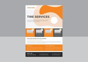 Tire car advertisement poster, Local tire repair service poster, leaflet design, Auto Repair Flyer Template. vector