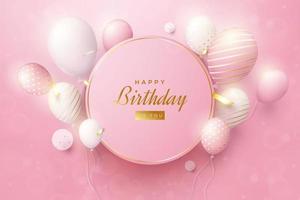 happy birthday on pink background with shadow. vector