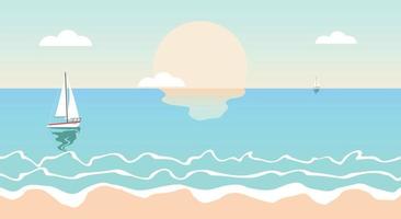 sailing on the sea with sun rise vector