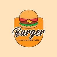 concepto de insignia del logotipo de la tienda de hamburguesas vector