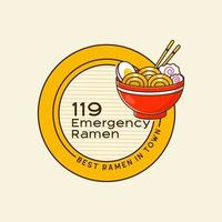 concepto de insignia de logotipo de ramen de emergencia vector