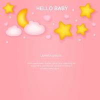 Cute frame with the moon and stars for baby.Page for a photo album vector