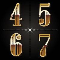 western gradient alphabet letters vintage numbers vector 4,5,6,7