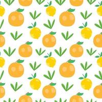 Seamless summer pattern with fruits. Vector illustration in flat style