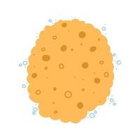 Yellow wet washcloth sponge. Vector illustration in a flat style.