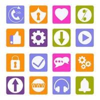 A set of colored square icons, vector isolated on a white background.