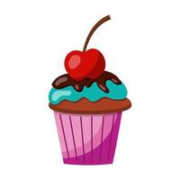 Illustration of a cupcake with cream, vector illustration on a white background.