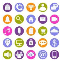 A set of colored round icons, vector isolated on a white background.