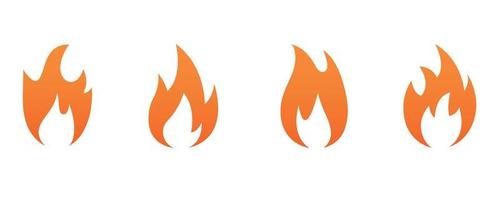 Fire icon collection. Fire flame symbol. Bonfire silhouette logotype. Flames symbols set flat style. Vector illustration