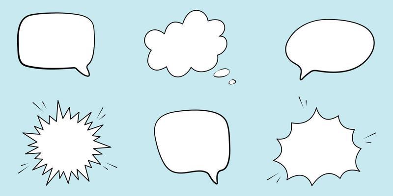 Retro empty comic speech bubbles set. Vintage design, pop art style vector illustration