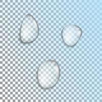 Realistic water drops with transparent background. Vector 3d illustration