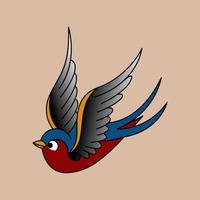 American traditional tattoo bird vector illustration