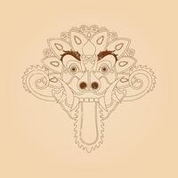 Balinese barong mask grunge texture vector illustration