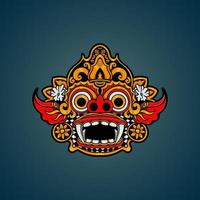 Hand drawn Balinese barong mask vector illustration