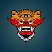 Hand drawn Balinese barong mask vector illustration