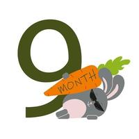 9 month of a baby s life with a bunny vector