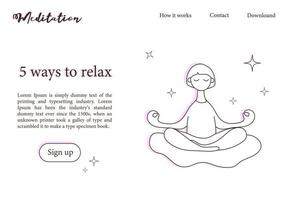 Website landing page for meditation vector