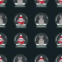 Pattern of a rabbit in a snow globe vector