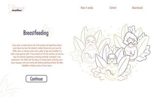 Breastfeeding landing page. Website template vector