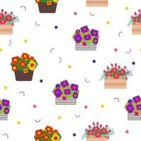 Seamless pattern of flowers in a pot vector