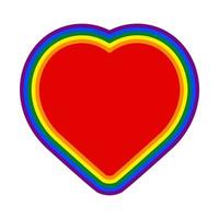 Six heart shapes in lgbt rainbow colors. Vector icon.