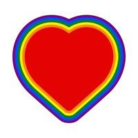 Six heart shapes in lgbt rainbow colors. Vector icon.