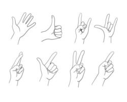 hand gesture line set, male hand drawn vector