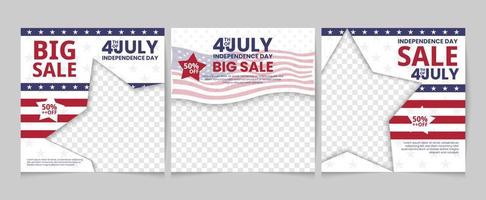 social media post template for US independence day sale vector