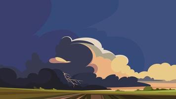 tormenta sobre los campos. vector