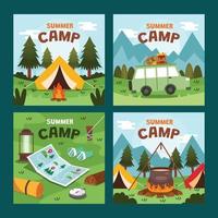 plantilla de redes sociales de campamento de verano vector