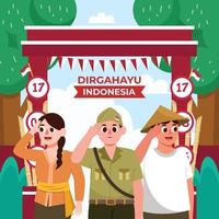 celebrar el día de la independencia de indonesia vector