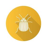 icono de glifo de sombra larga de diseño plano de escarabajo de colorado. plaga de insectos. bicho de patata ilustración de silueta vectorial vector