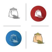 espigas de trigo e icono de bolsa de harina. diseño plano, estilos lineales y de color. espigas de centeno. agricultura. ilustraciones de vectores aislados