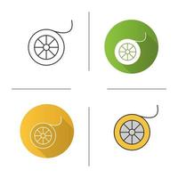 Fishing line spool icon. Flat design, linear and color styles. Angling equipment. Isolated vector illustrations