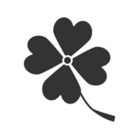 Four leaf clover glyph icon. Symbol of success and good luck. Silhouette symbol. Negative space. Vector isolated illustration