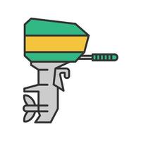 Outboard boat motor color icon. Boat engine.Isolated vector illustration