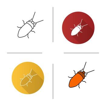 Cockroach icon. Flat design, linear and color styles. Isolated vector illustrations
