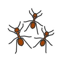 icono de color de hormigas. ilustración vectorial aislada vector