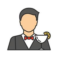 Barman color icon. Bartender, barkeeper. Isolated vector illustration