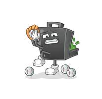 money briefcase  cartoon mascot vector illustration. cartoon vector