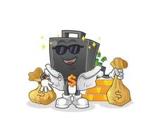 money briefcase  cartoon mascot vector illustration. cartoon vector